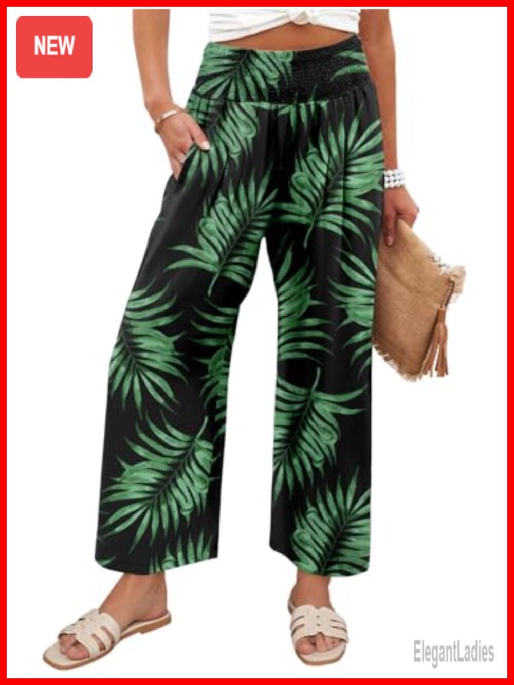 Wide Leg High Waisted Palazzo Pants with Pockets Flowy Beach Lounge Trousers